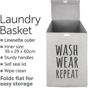 Light Grey Collapsible Laundry Basket With Handle Storage Basket shot 5740715