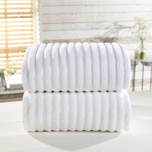 White Ribbed 2 Piece Cotton 600 gsm Super Soft Highly Absorbant Towel Bales shot 6066809