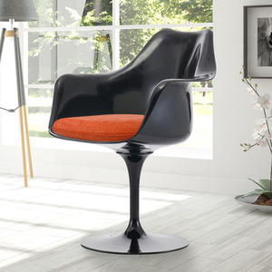 Black Tulip Armchair with Velveteen Cushion