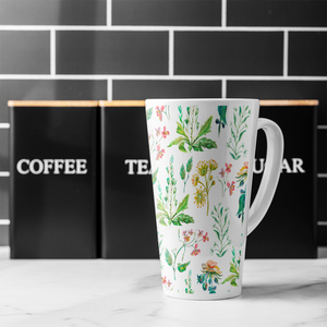 Watercolour Leaves  Flowers Latte Mug