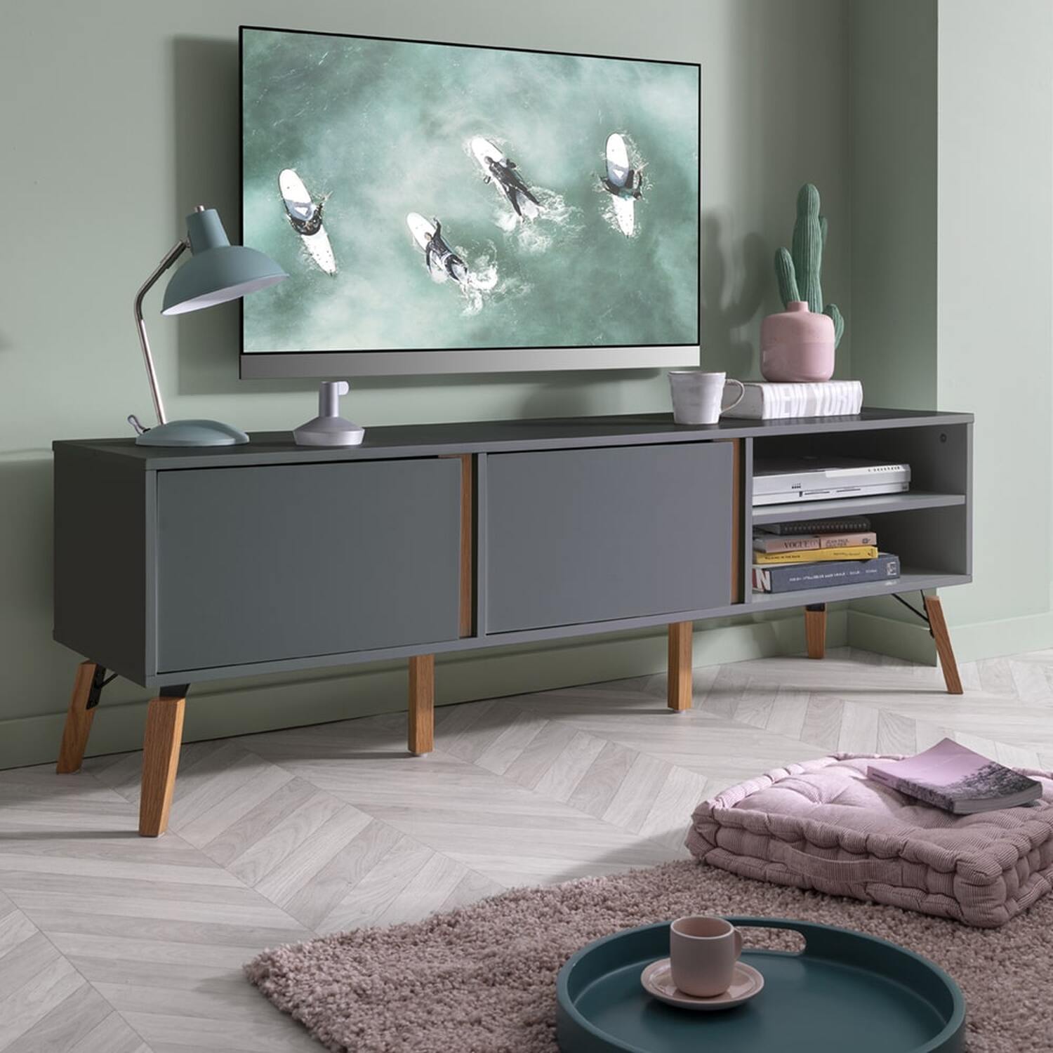 Otto Tv Unit In Grey - Grey