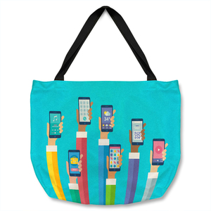 Hands Holding Smart Phones Tote bag