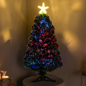 2ft Green Pin Prick Xmas Tree with Multi Coloured Fibre Optic Lights