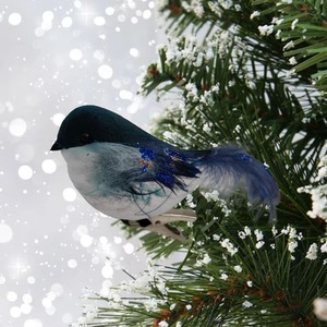Night Blue Clip On Christmas Robin Festive Tree Bird Decoration 11cm