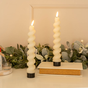 White LED Candle Spiral Design Pack of 2