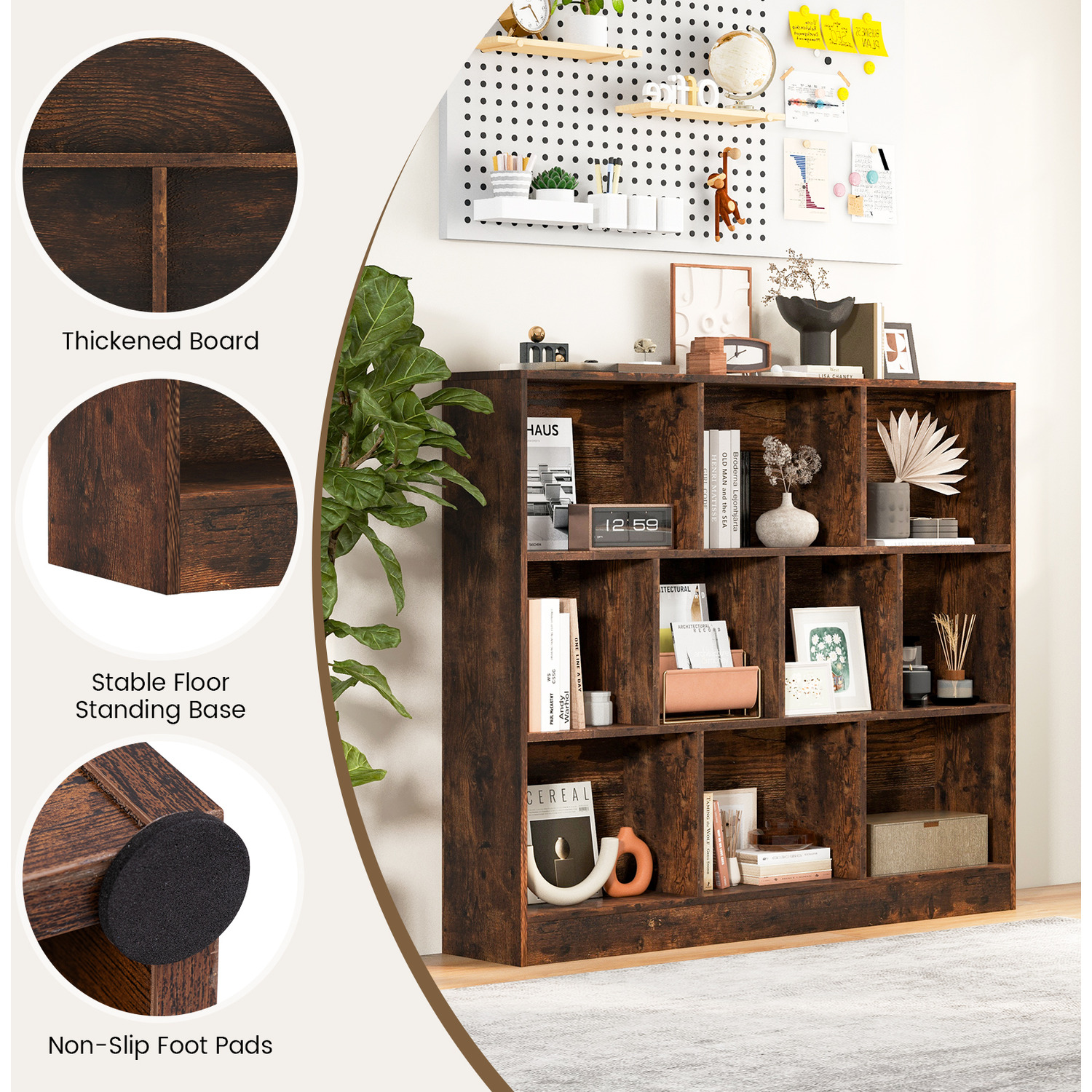 10-cube Bookshelf Storage Organizer - Brown