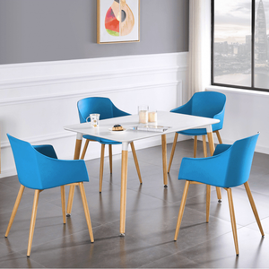 Blue Single Eden Plastic Dining Chair with Padded Leather Cushions for Dining Room shot 6828838