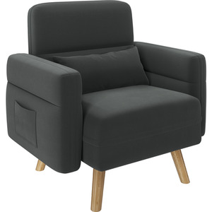 Dark Grey / Fabric, Polyester, Rubberwood, Foam Yaheetech Small Fabric Loveseat Sofa with Pillows shot 7072706