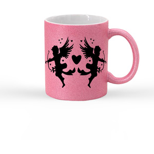2 Cupids Pink Glitter Mug