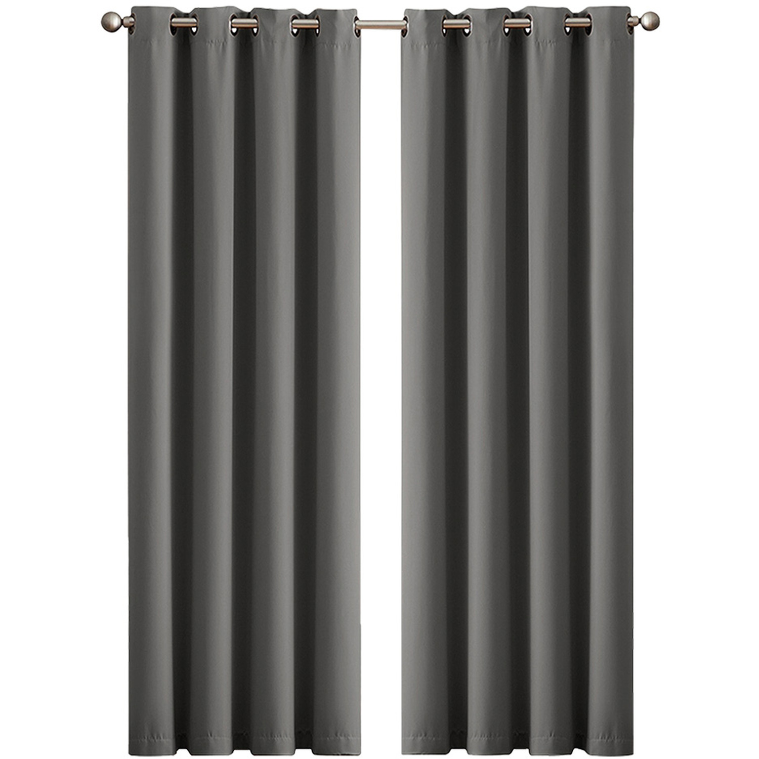 2 Pack Triple Layer Eyelet Blackout Curtain - Charcoal / 137cm / 167cm