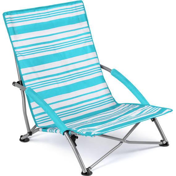 Low Folding Striped Beach Chair