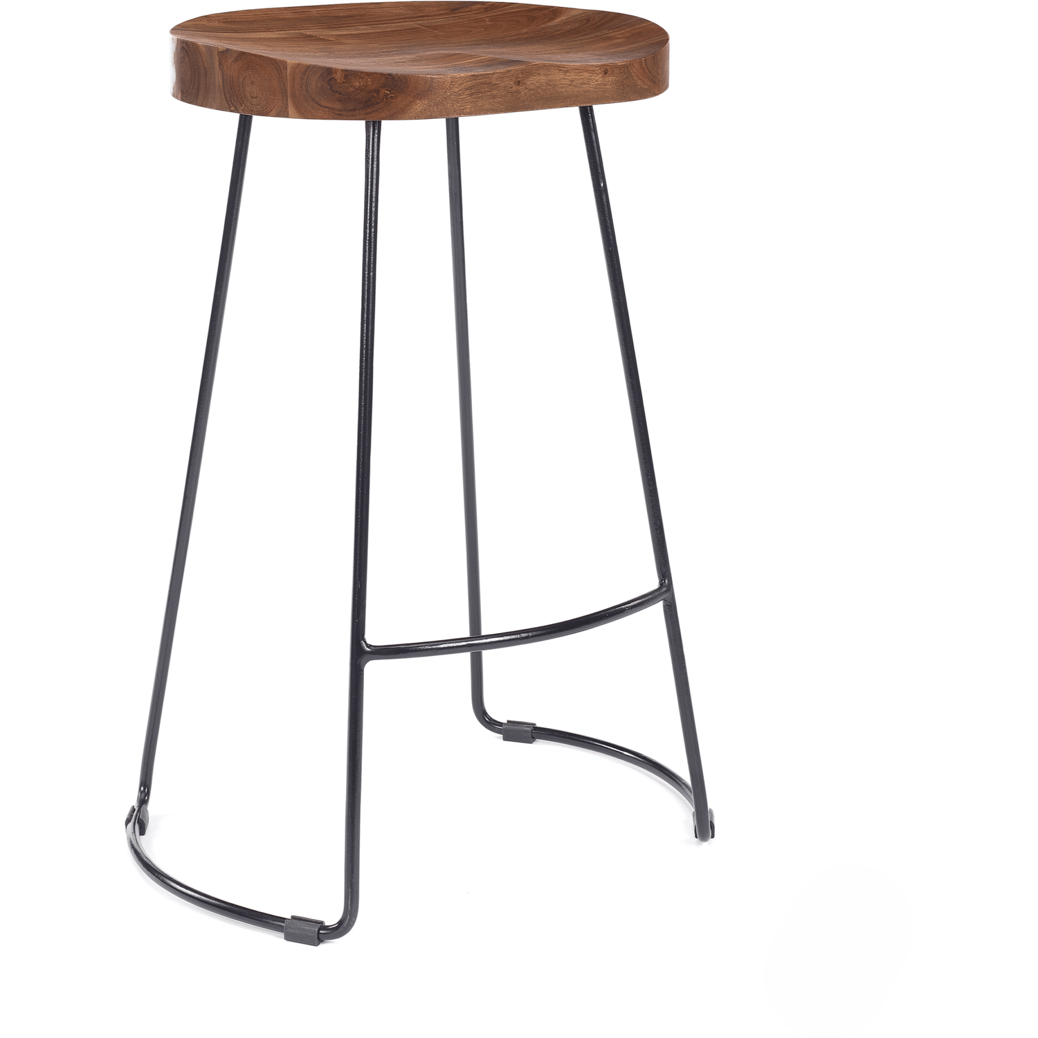 Solid Wood Dark Oak Finish Kitchen Breakfast Bar Stool - Brown