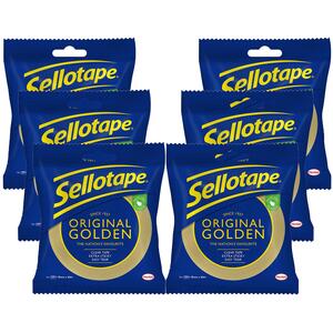 Sellotape Original Golden Strong Sticky Tape 24mmx50m, 6 Pack