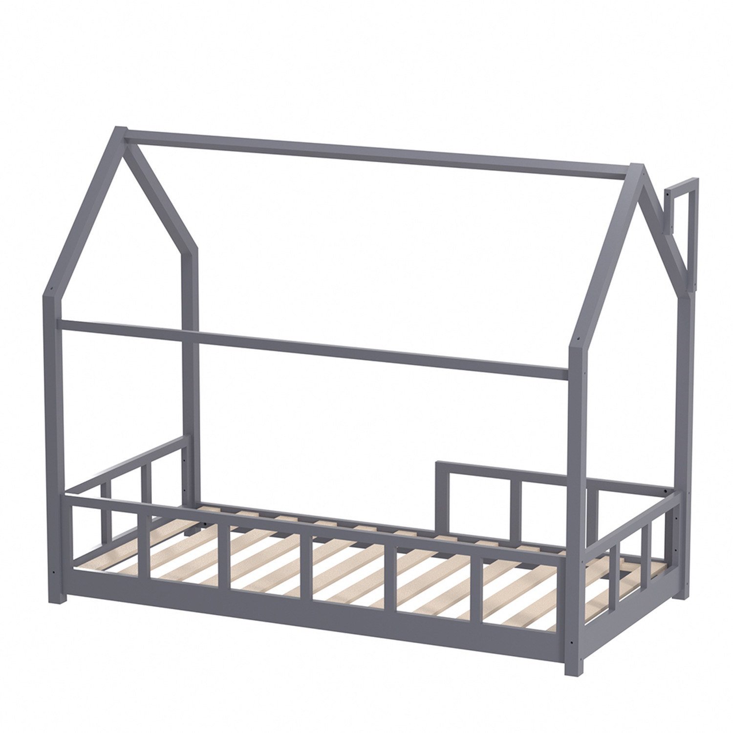Kidkid Kids Bed Frame Solid Pine Wood - Grey
