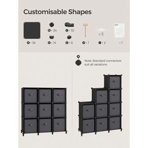 9-Cube Storage Unit with Boxes