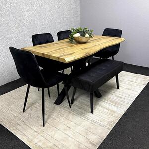 Wooden Dining Table with Chairs and Bench