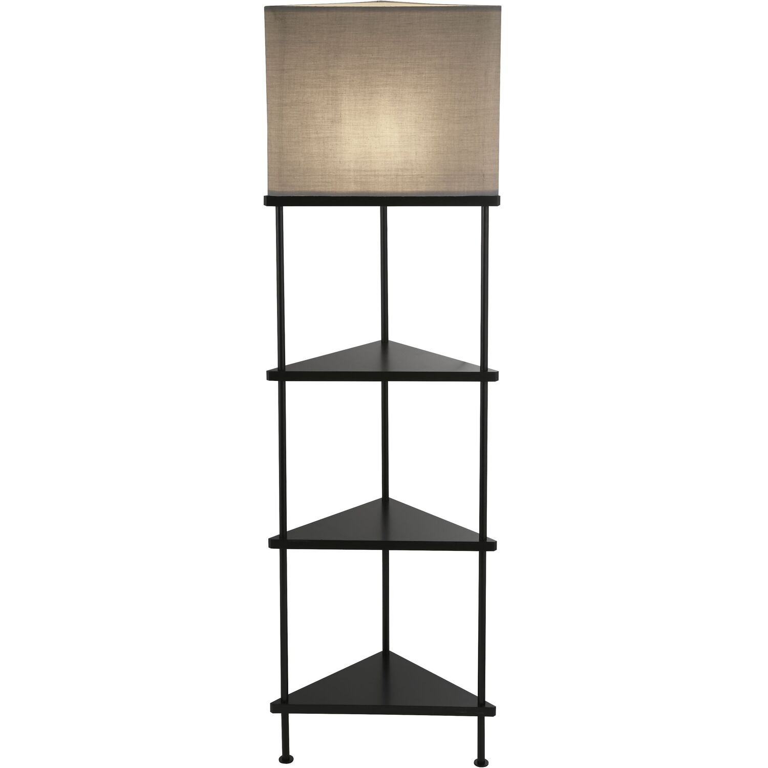 Corner Unit Shelf Floor Lamp - Black