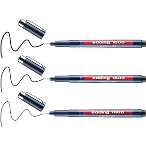 Set of 3 edding 1800 Profipen Pens