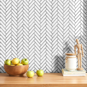 Lifeideas 10Pcs Self-Adhesive Herringbone Wall Tile Stickers