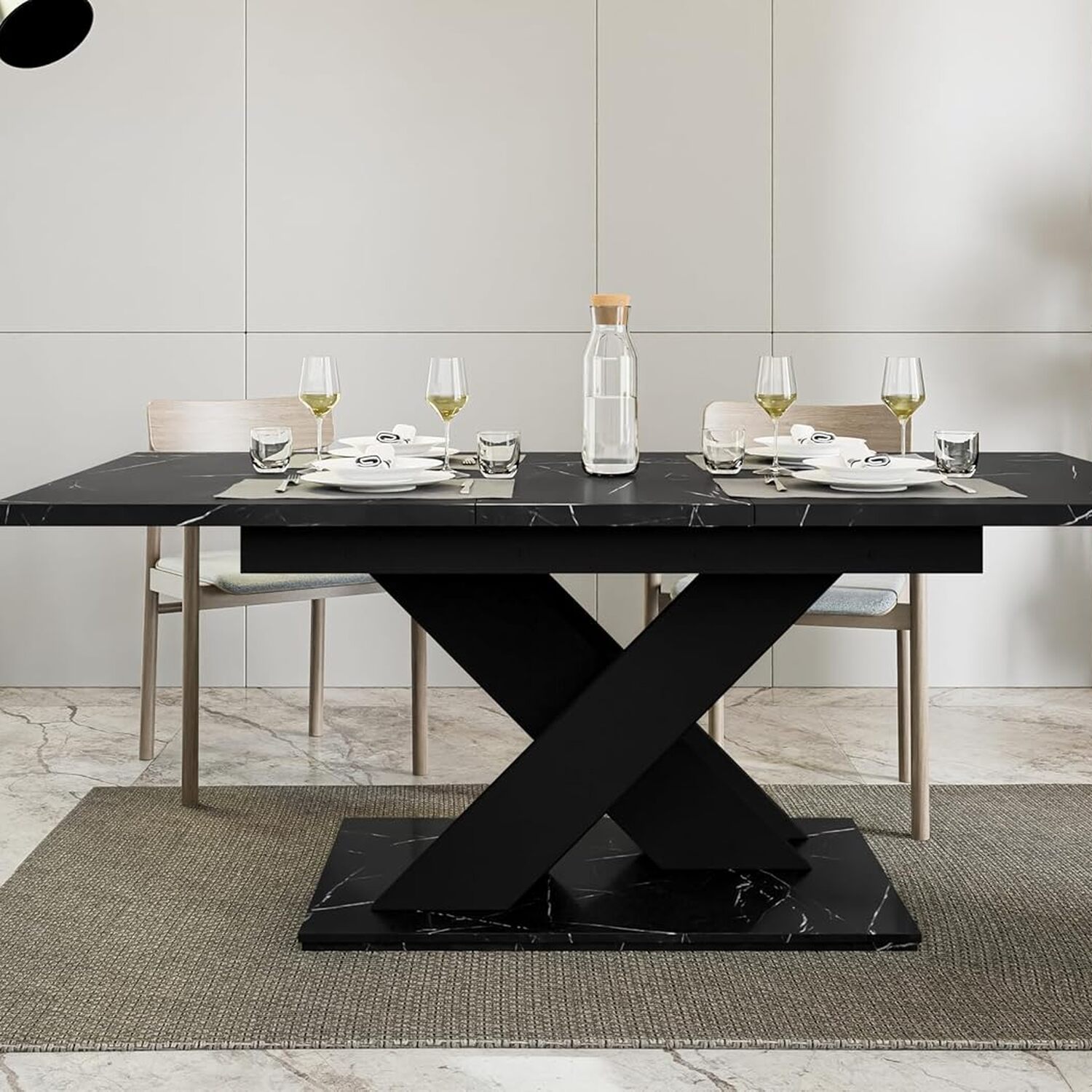 Extendable Dining Table Dubai Black Royal Marble - Black Royal Marble