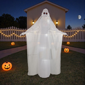 Inflatable Tall Ghost Bribe with Red Eyes for Halloween