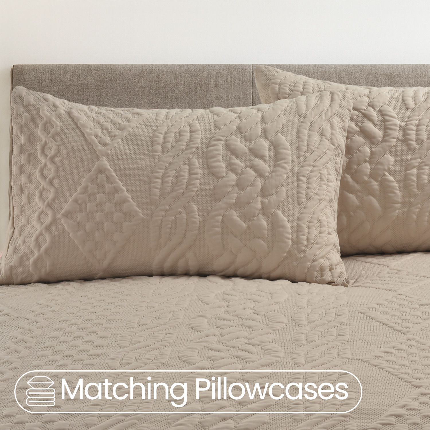 3d Embossed Chunky Knit Pattern Duvet Set - Beige Single