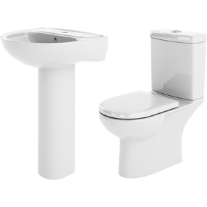 Compact Toilet Pan and Cistern Soft Close SeatBasin Full Pedestal