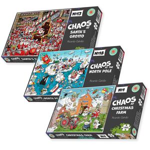 A Chaotic Christmas 3 x 1000 Piece Jigsaw Puzzle Set