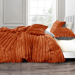 Plush Supersoft Jumbo Cord Cosy Bedding Set Rust