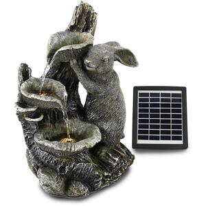 Solar Rabbit Bunny Fountain with LED Lights