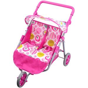 Twin Stroller Dolls Pushchairs Double Buggy Toy Pram
