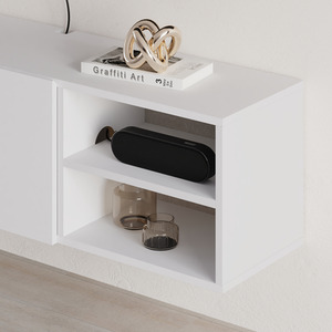 White Decortie Modern Floating TV Stand for 50 Inch TVs shot 11290330