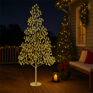 180cm 1000 ww Micro Led Tree Gold Balls 5M Lead