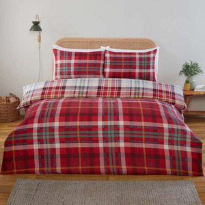 Regalia Check Microfibre Complete Duvet Cover Set with Fitted Sheet