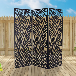 Ornate Willow Leaf Pattern Folding Screen