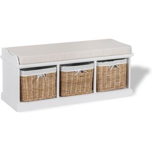 Tetbury White Bench with Natural Baskets