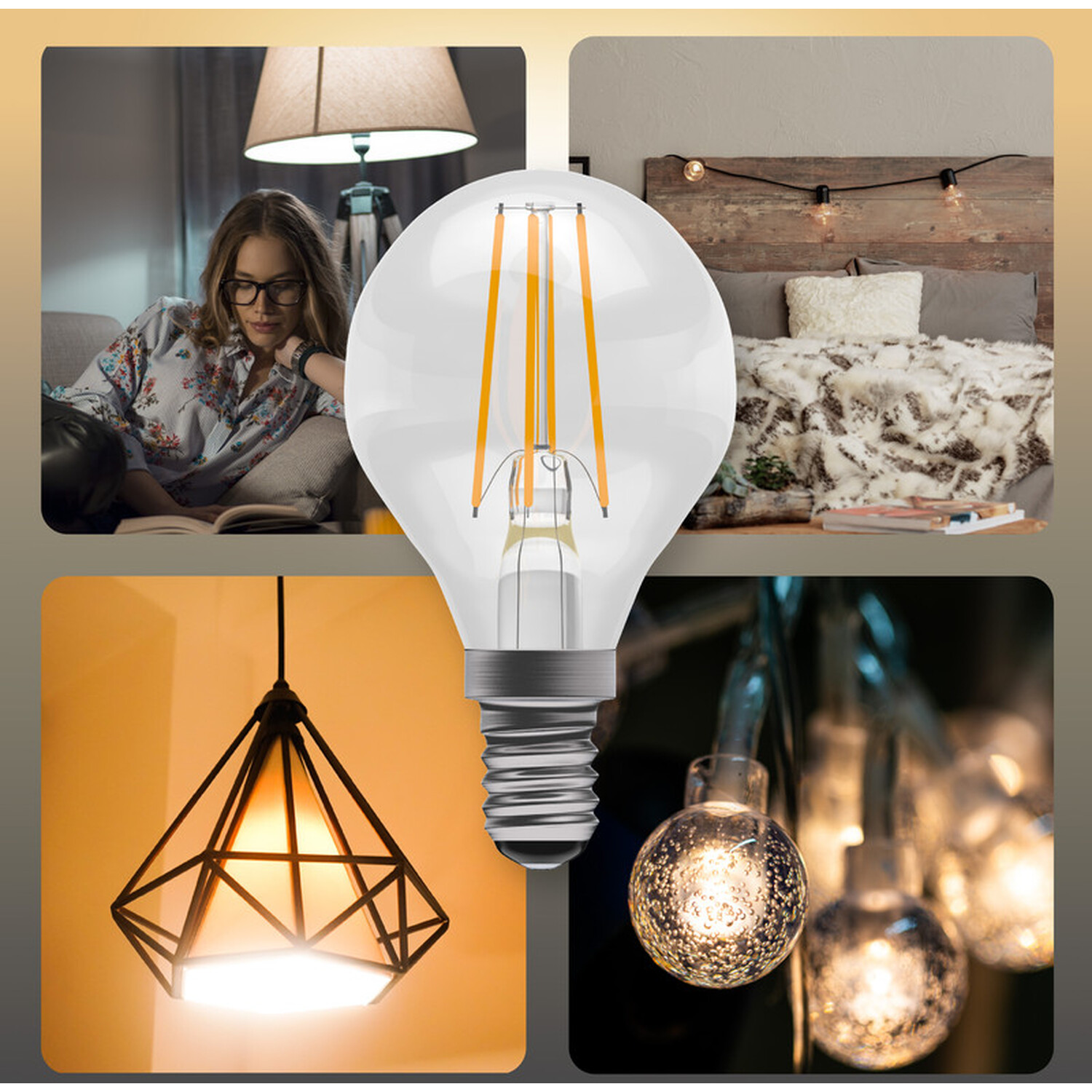 E14 Edison Screw Non Dimmable Led Golf Ball Filament Bulbs Warm White 4 5 W - Warm White - 2700k 16cm