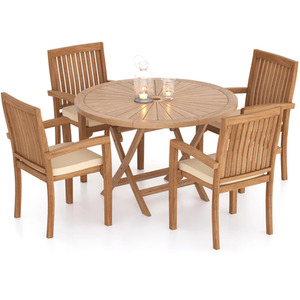 Munich Teak Garden Dining Table and 4 Seat Chair Set