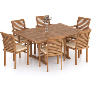Porto Teak Garden Dining Table and 6 Seat Chair Set