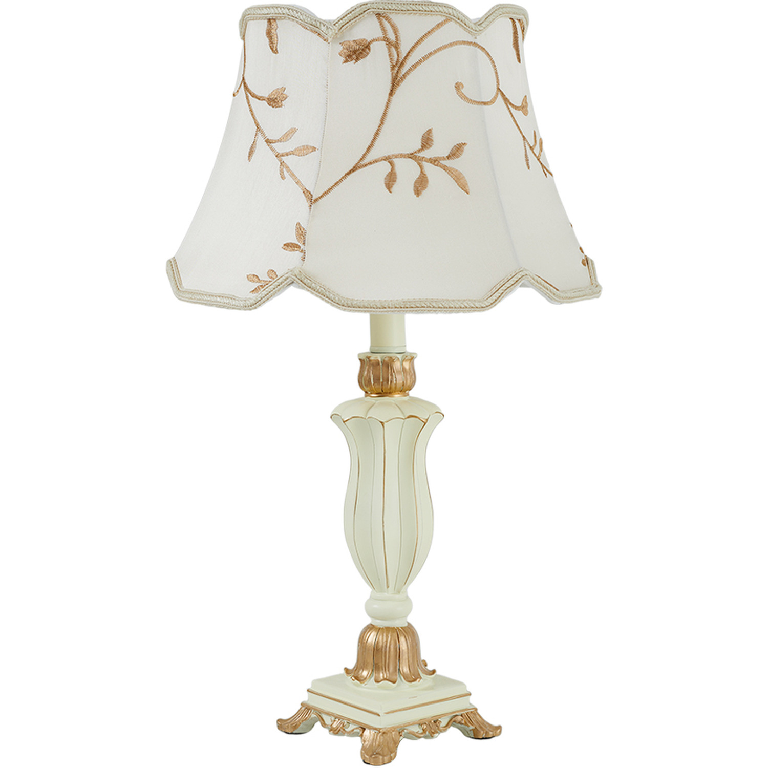Elegant Floral Wave-fold Edge Table Lamp - White And Gold