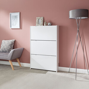 Narrow High Gloss 3 Tier Shoe Cabinet