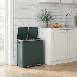 Double Rubbish Bin, 2 x 30L Waste and Recycling Kitchen Bin with 15 Rubbish Bag