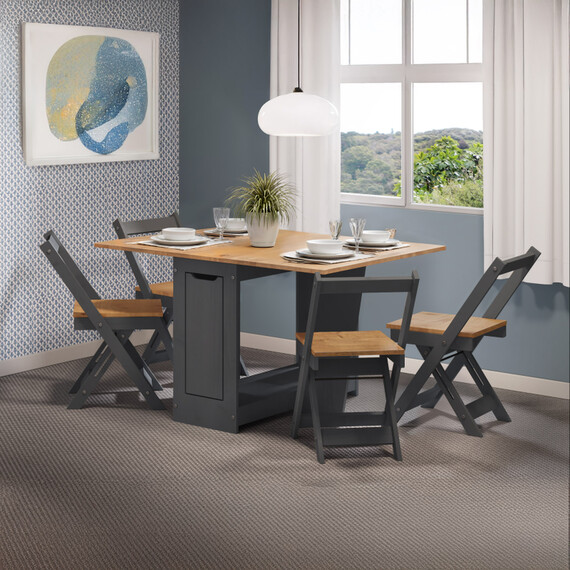 Corona Butterfly Dining Set Table 4 Chairs Folding Mexican Pine Wood Drop Leaf