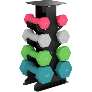 SPORTNOW Hex Dumbbells Set with Dumbbell Rack, 20kg/18kg