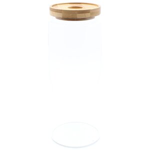Cottage Bamboo Glass Jar, Clear Storage Container for Dry Foods More