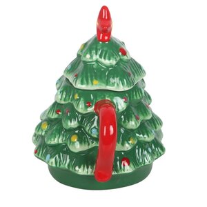 Festive Christmas Tree Mug with Lid Holiday Coffee Cup