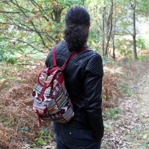 Ethnic Jacquard Backpack  Sling Bag - Stylish Travel  Casual Bag