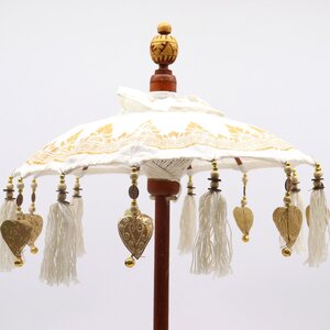 Bali Home Decor Parasol - Handcrafted Canvas with Gold Accent, 40cm