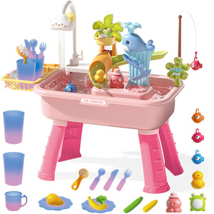 Beach Table Simulation Kitchen Sink Fishing Platform 3-in-1 Toy Set