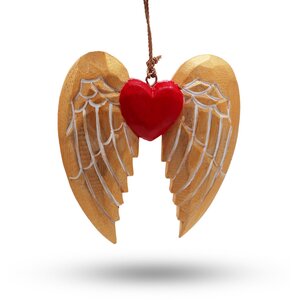 Gold Xmas Angel Wing Heart HandPainted Christmas Decor Gift Set